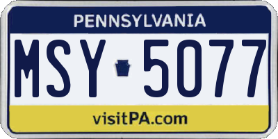 PA license plate MSY5077