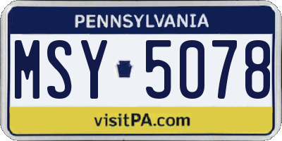 PA license plate MSY5078