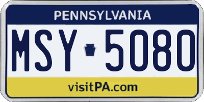 PA license plate MSY5080