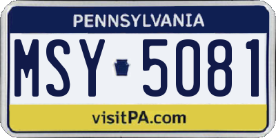PA license plate MSY5081