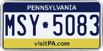 PA license plate MSY5083
