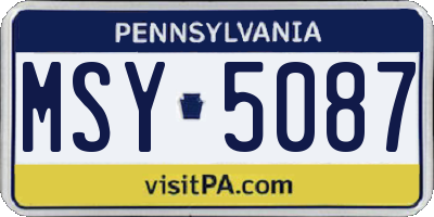 PA license plate MSY5087