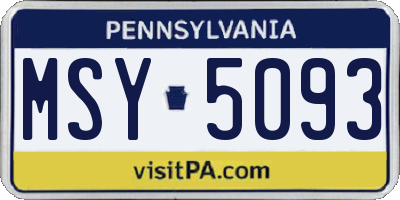 PA license plate MSY5093