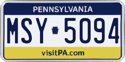 PA license plate MSY5094
