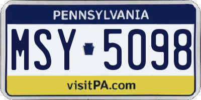 PA license plate MSY5098