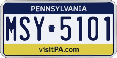 PA license plate MSY5101