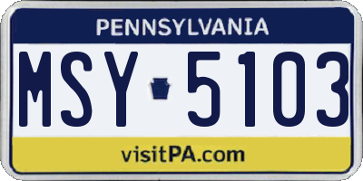 PA license plate MSY5103