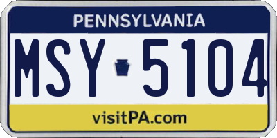 PA license plate MSY5104