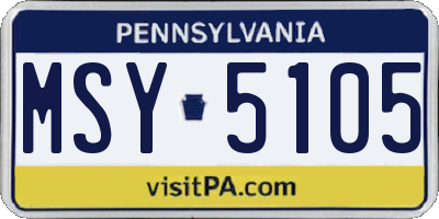 PA license plate MSY5105