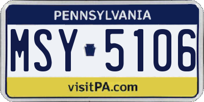 PA license plate MSY5106