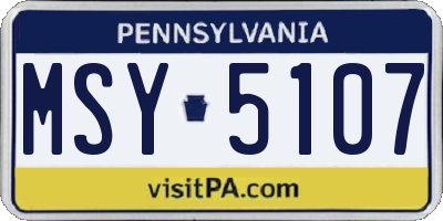 PA license plate MSY5107