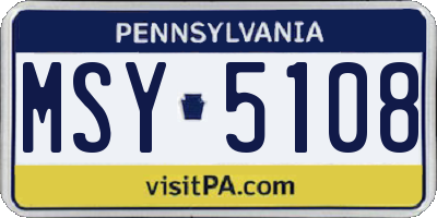 PA license plate MSY5108