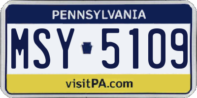 PA license plate MSY5109