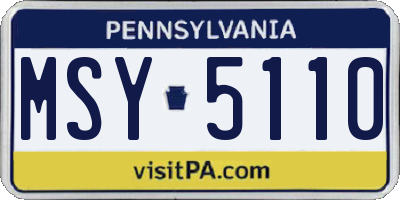 PA license plate MSY5110