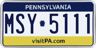 PA license plate MSY5111
