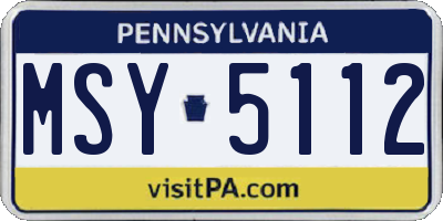 PA license plate MSY5112