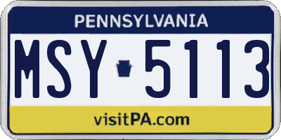 PA license plate MSY5113