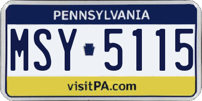 PA license plate MSY5115