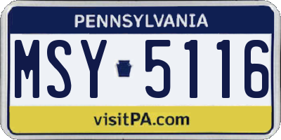 PA license plate MSY5116