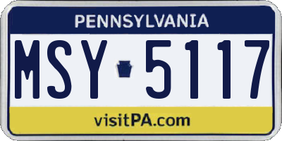 PA license plate MSY5117