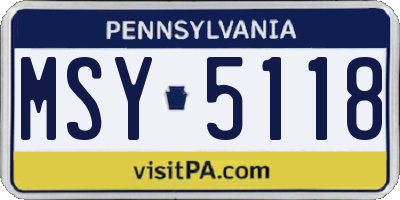 PA license plate MSY5118