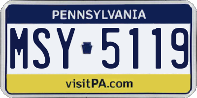 PA license plate MSY5119