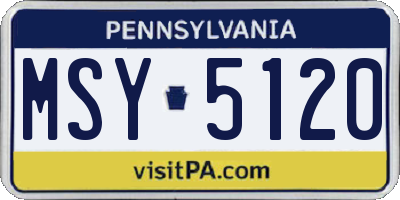 PA license plate MSY5120