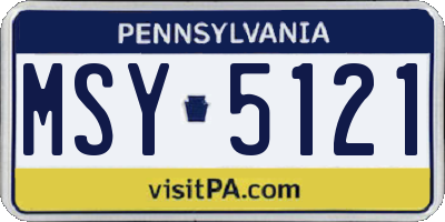 PA license plate MSY5121