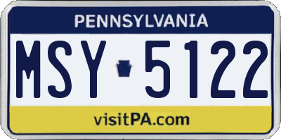 PA license plate MSY5122