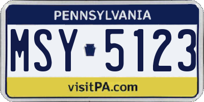 PA license plate MSY5123