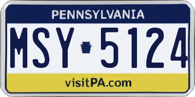 PA license plate MSY5124