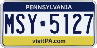 PA license plate MSY5127