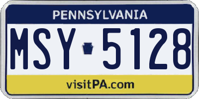 PA license plate MSY5128