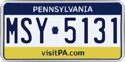 PA license plate MSY5131