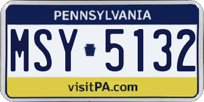 PA license plate MSY5132