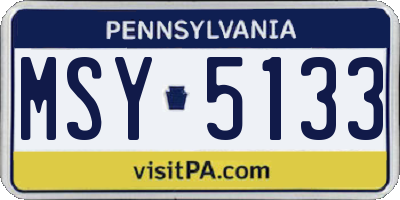 PA license plate MSY5133