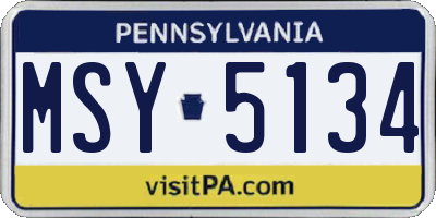 PA license plate MSY5134