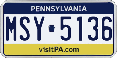PA license plate MSY5136