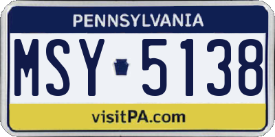 PA license plate MSY5138