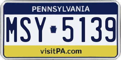 PA license plate MSY5139