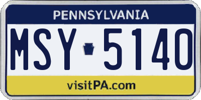 PA license plate MSY5140