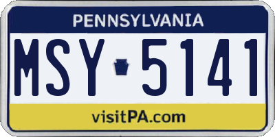 PA license plate MSY5141
