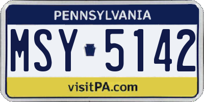 PA license plate MSY5142