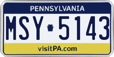 PA license plate MSY5143