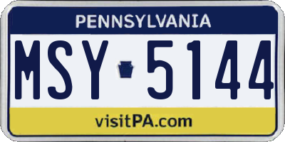 PA license plate MSY5144