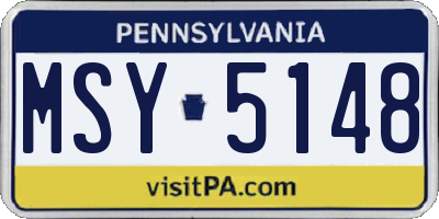 PA license plate MSY5148