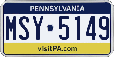 PA license plate MSY5149