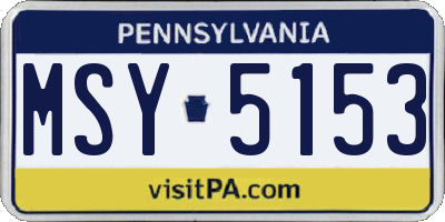 PA license plate MSY5153