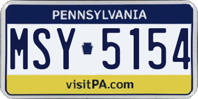 PA license plate MSY5154
