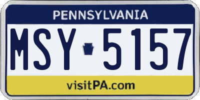 PA license plate MSY5157
